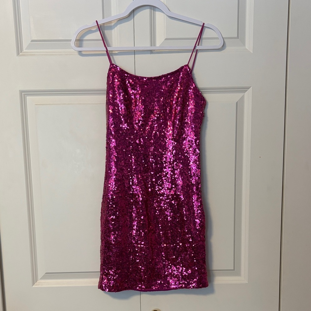 Lulu's Sparkling Pink Sequin Mini Dress